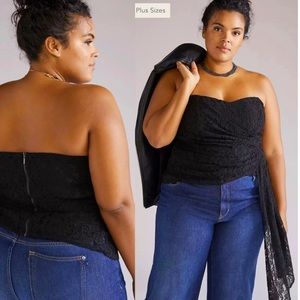 Anthropologie NWT Mare Mare Black Corseted Lace Adjustable Hem Tube Top Size M.